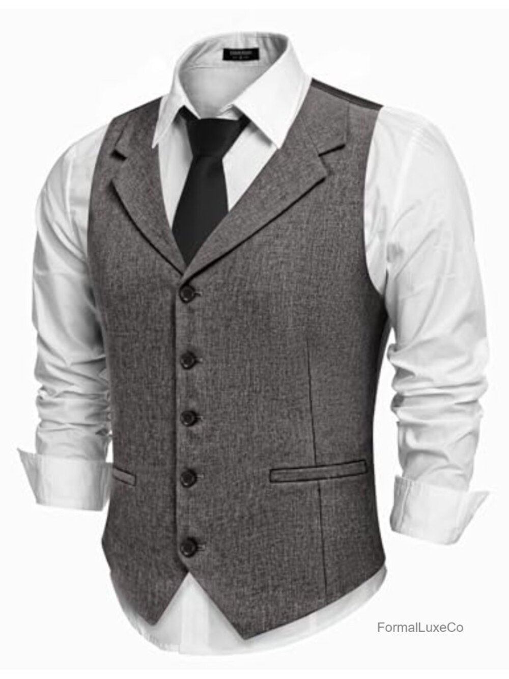 COOFANDY Men's Slim Fit Suit Vest Notch Lapel Waistcoat Formal Casual
